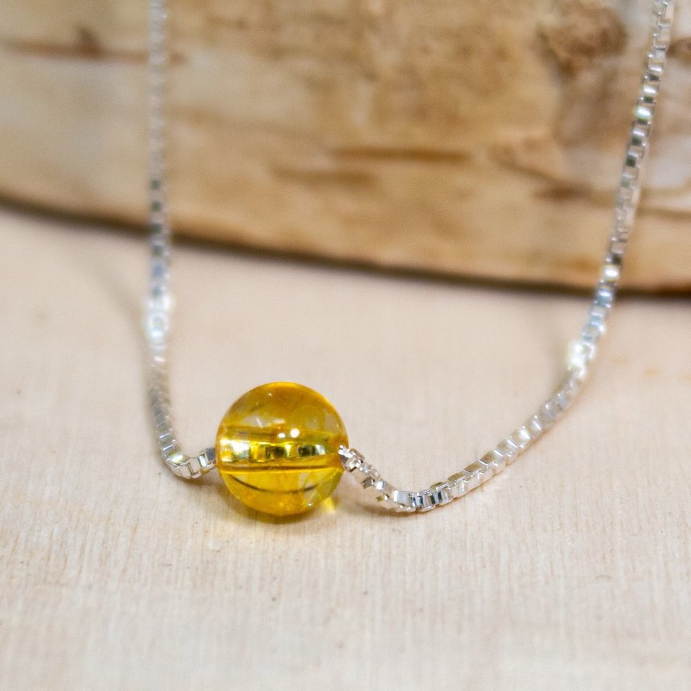 Natural Citrine Necklace November Birthstone Pendant 925 Sterling Silver